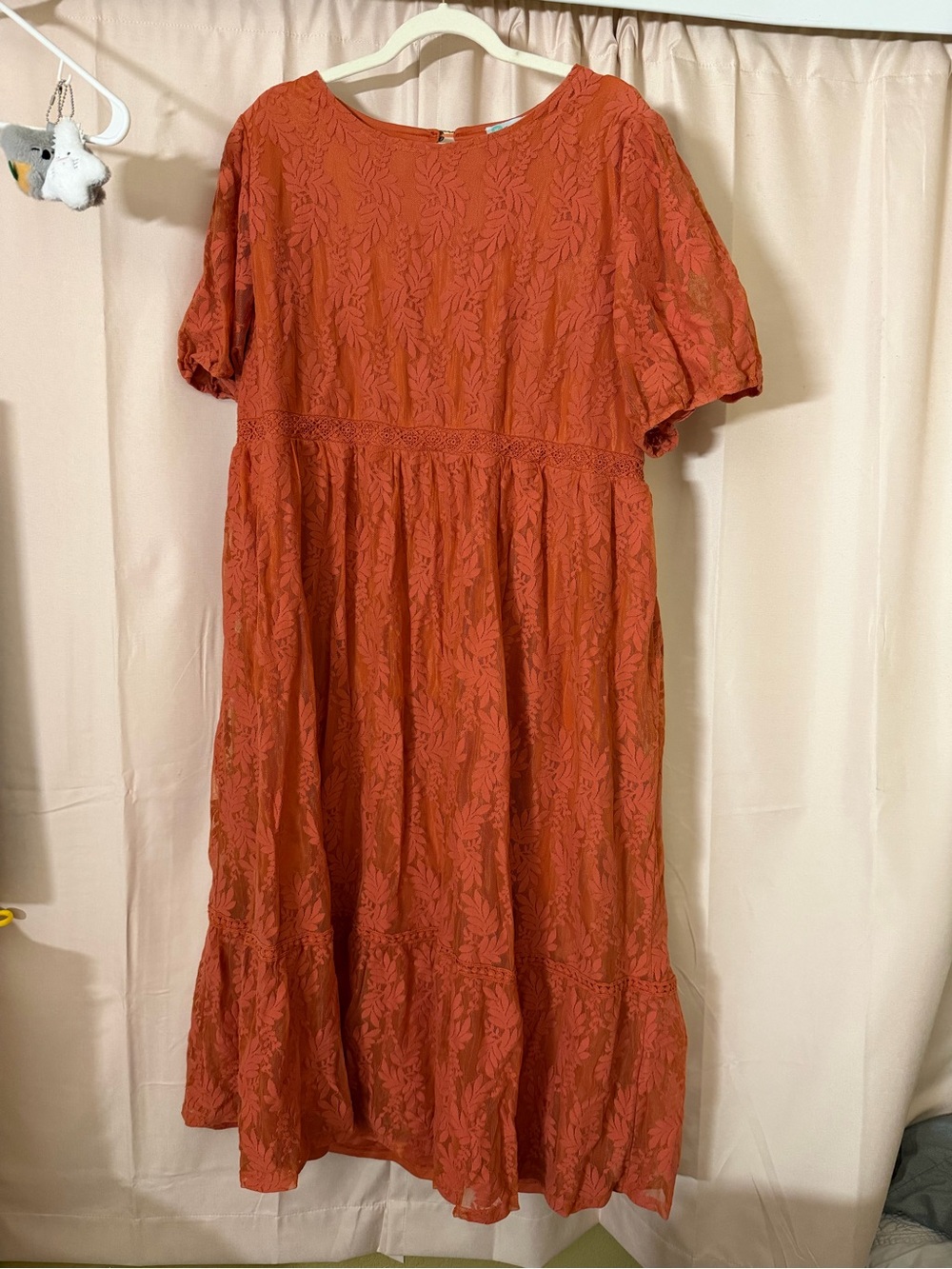 Kervology Burnt Rust Orange Lace Maxi Dress - Women
